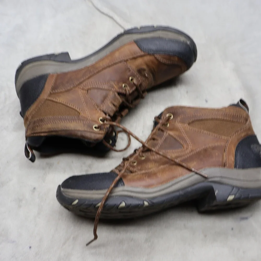 Ariat Men 8.5D Terrain Boots Brown Leather Lace Up Rugged Outdoor Hiking 1002182